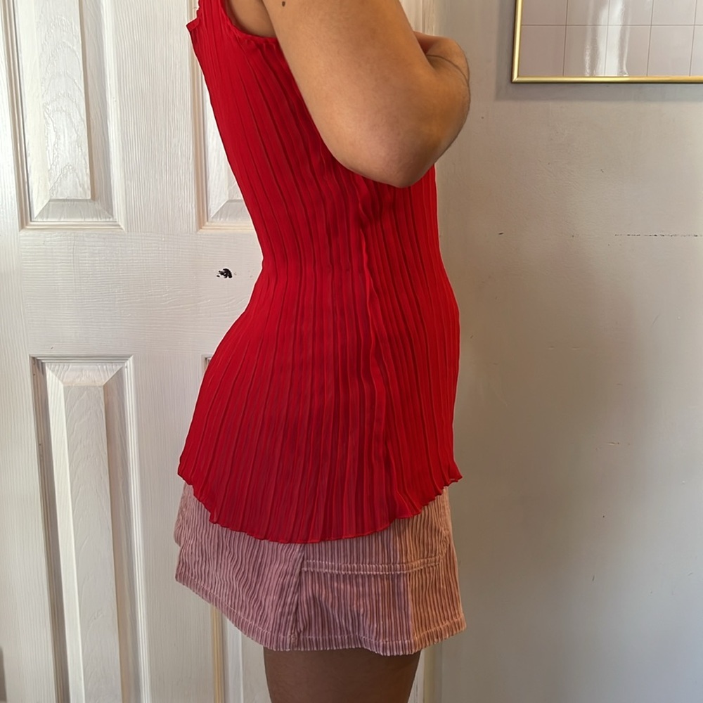 IKY Me Red Sheer Pleaded Top - Picture 8 of 9